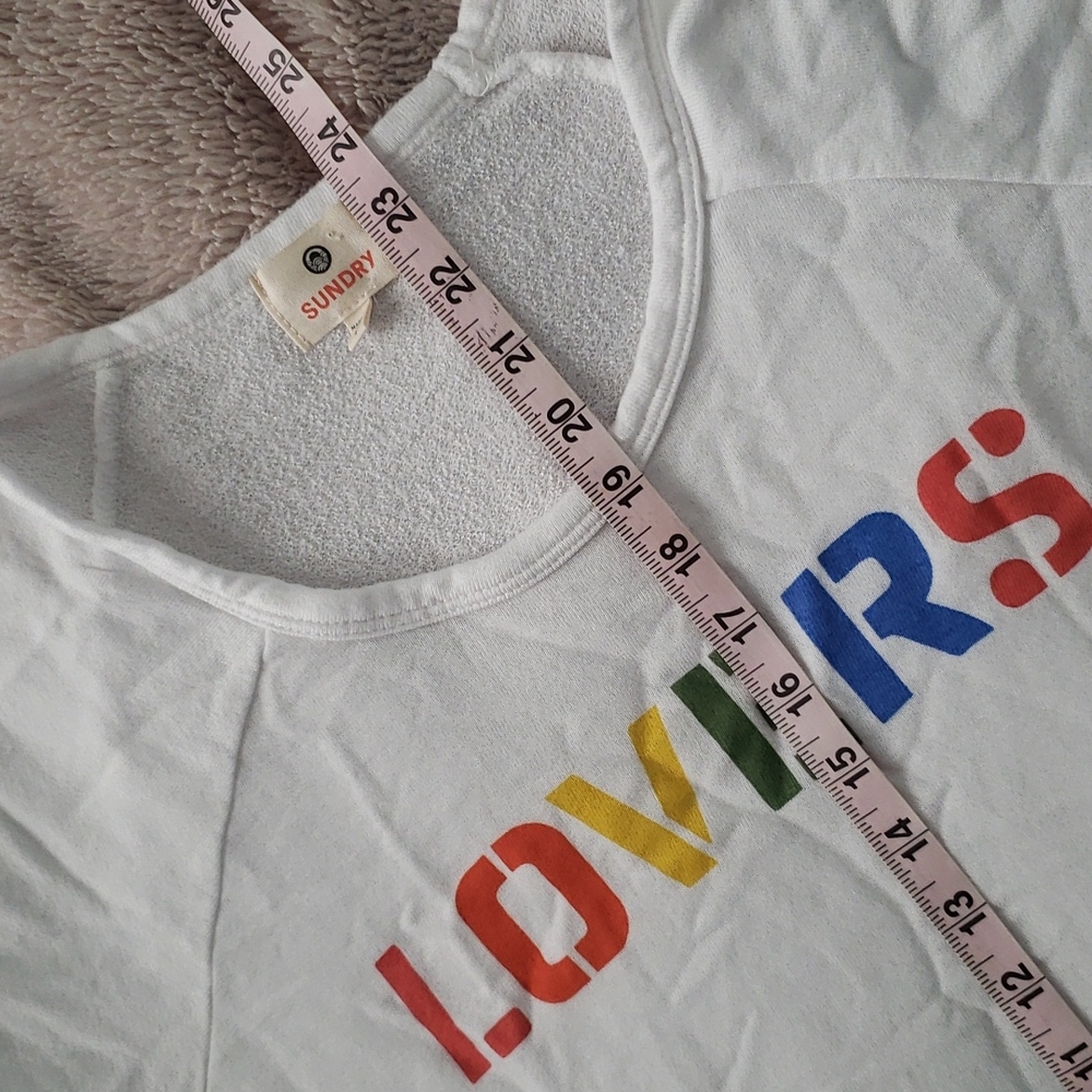 SUNDRY White LOVERS Crewneck Sweatshirt Size Various - Picture 6 of 10